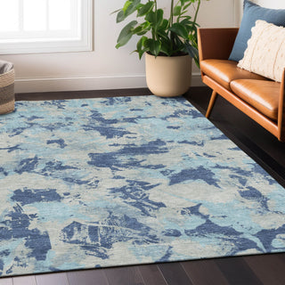 Piper Looms Chantille Floral ACN885 Navy Machine Washable Area Rug Lifestyle Image Feature