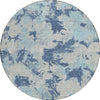 Piper Looms Chantille Floral ACN885 Navy Machine Washable Area Rug Round Main Image