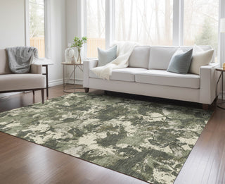 Piper Looms Chantille Floral ACN885 Olive Machine Washable Area Rug Lifestyle Image Feature