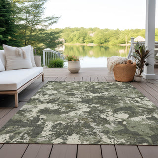 Piper Looms Chantille Floral ACN885 Olive Machine Washable Area Rug Outdoor Lifestyle Image Feature