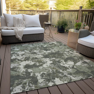 Piper Looms Chantille Floral ACN885 Olive Machine Washable Area Rug Outdoor Lifestyle Image Feature