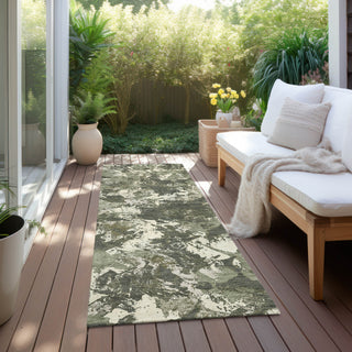 Piper Looms Chantille Floral ACN885 Olive Machine Washable Area Rug Runner Outdoor Lifestyle Image Feature