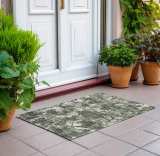 Piper Looms Chantille Floral ACN885 Olive Machine Washable Area Rug Scatter Outdoor Lifestyle Image Feature