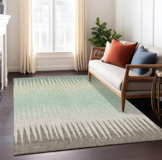 Piper Looms Chantille Stripes ACN886 Aloe Machine Washable Area Rug Lifestyle Image Feature