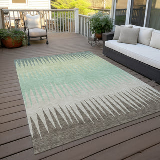 Piper Looms Chantille Stripes ACN886 Aloe Machine Washable Area Rug Outdoor Lifestyle Image Feature