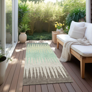 Piper Looms Chantille Stripes ACN886 Aloe Machine Washable Area Rug Runner Outdoor Lifestyle Image Feature