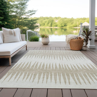 Piper Looms Chantille Stripes ACN886 Ivory Machine Washable Area Rug Outdoor Lifestyle Image Feature