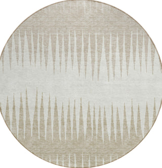 Piper Looms Chantille Stripes ACN886 Ivory Machine Washable Area Rug Round Main Image