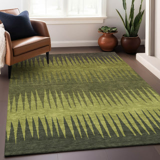 Piper Looms Chantille Stripes ACN886 Olive Machine Washable Area Rug Lifestyle Image Feature