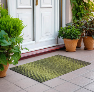 Piper Looms Chantille Stripes ACN886 Olive Machine Washable Area Rug Scatter Outdoor Lifestyle Image Feature