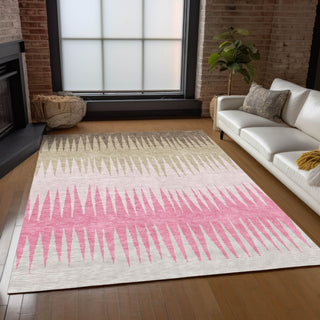 Piper Looms Chantille Stripes ACN886 Pink Machine Washable Area Rug Lifestyle Image Feature