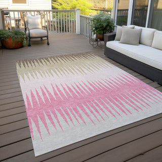 Piper Looms Chantille Stripes ACN886 Pink Machine Washable Area Rug Outdoor Lifestyle Image Feature