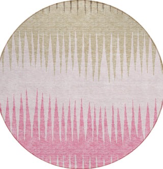 Piper Looms Chantille Stripes ACN886 Pink Machine Washable Area Rug Round Main Image