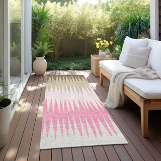 Piper Looms Chantille Stripes ACN886 Pink Machine Washable Area Rug Runner Outdoor Lifestyle Image Feature