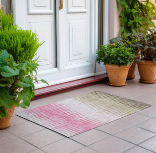 Piper Looms Chantille Stripes ACN886 Pink Machine Washable Area Rug Scatter Outdoor Lifestyle Image Feature