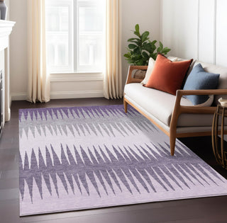 Piper Looms Chantille Stripes ACN886 Purple Machine Washable Area Rug Lifestyle Image Feature