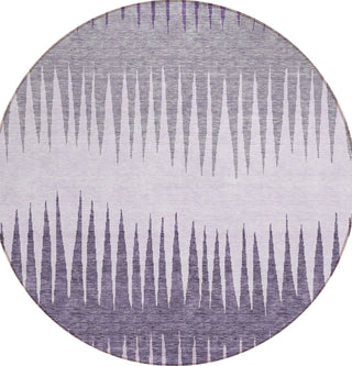 Piper Looms Chantille Stripes ACN886 Purple Machine Washable Area Rug Round Main Image