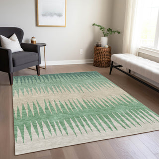 Piper Looms Chantille Stripes ACN886 Sage Machine Washable Area Rug Lifestyle Image Feature