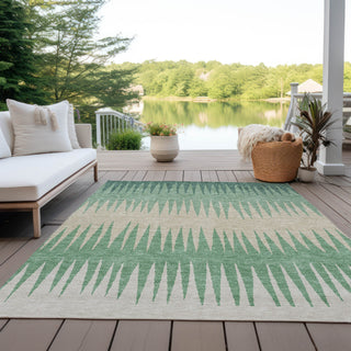 Piper Looms Chantille Stripes ACN886 Sage Machine Washable Area Rug Outdoor Lifestyle Image Feature