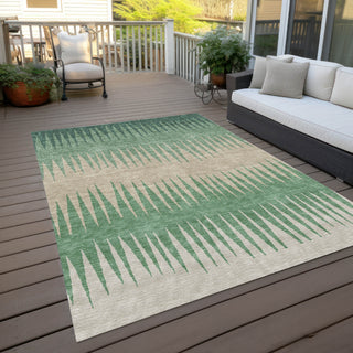 Piper Looms Chantille Stripes ACN886 Sage Machine Washable Area Rug Outdoor Lifestyle Image Feature