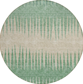 Piper Looms Chantille Stripes ACN886 Sage Machine Washable Area Rug Round Main Image
