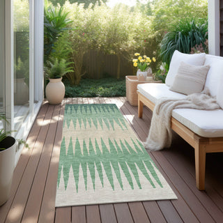 Piper Looms Chantille Stripes ACN886 Sage Machine Washable Area Rug Runner Outdoor Lifestyle Image Feature