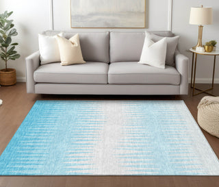 Piper Looms Chantille Stripes ACN886 Sky Machine Washable Area Rug Lifestyle Image Feature