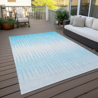 Piper Looms Chantille Stripes ACN886 Sky Machine Washable Area Rug Outdoor Lifestyle Image Feature