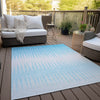 Piper Looms Chantille Stripes ACN886 Sky Machine Washable Area Rug Outdoor Lifestyle Image Feature