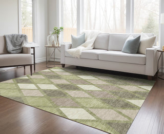 Piper Looms Chantille Diamonds ACN887 Aloe Machine Washable Area Rug Lifestyle Image Feature