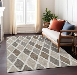 Piper Looms Chantille Diamonds ACN887 Beige Machine Washable Area Rug Lifestyle Image Feature