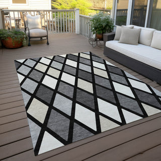 Piper Looms Chantille Diamonds ACN887 Black Machine Washable Area Rug Outdoor Lifestyle Image Feature