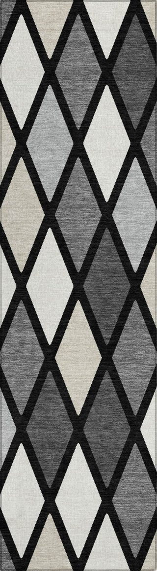 Piper Looms Chantille Diamonds ACN887 Black Machine Washable Area Rug Runner Main Image