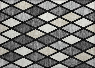 Piper Looms Chantille Diamonds ACN887 Black Machine Washable Area Rug Scatter Main Image