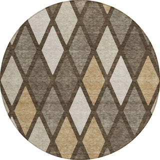 Piper Looms Chantille Diamonds ACN887 Brown Machine Washable Area Rug Round Main Image
