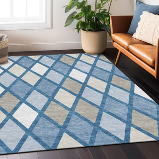 Piper Looms Chantille Diamonds ACN887 Denim Machine Washable Area Rug Lifestyle Image Feature