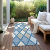 Piper Looms Chantille Diamonds ACN887 Denim Machine Washable Area Rug Runner Outdoor Lifestyle Image Feature