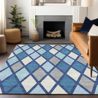 Piper Looms Chantille Diamonds ACN887 Navy Machine Washable Area Rug Lifestyle Image Feature