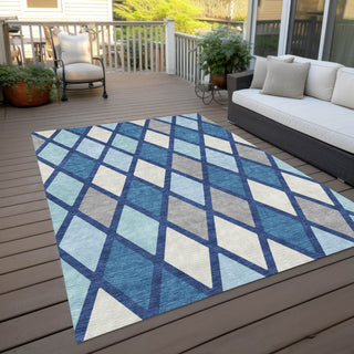 Piper Looms Chantille Diamonds ACN887 Navy Machine Washable Area Rug Outdoor Lifestyle Image Feature