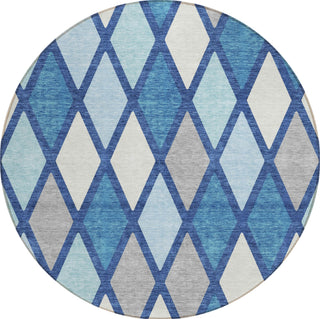 Piper Looms Chantille Diamonds ACN887 Navy Machine Washable Area Rug Round Main Image