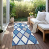 Piper Looms Chantille Diamonds ACN887 Navy Machine Washable Area Rug Runner Outdoor Lifestyle Image Feature