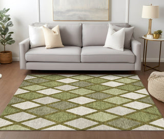Piper Looms Chantille Diamonds ACN887 Olive Machine Washable Area Rug Lifestyle Image Feature