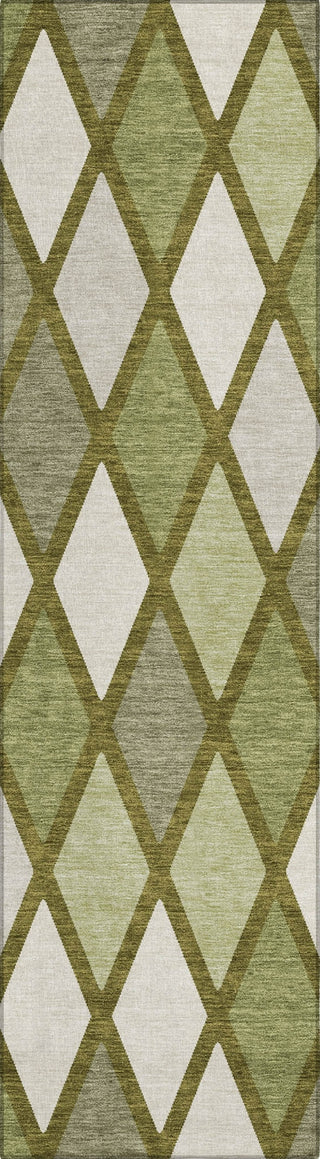 Piper Looms Chantille Diamonds ACN887 Olive Machine Washable Area Rug Runner Main Image