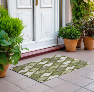 Piper Looms Chantille Diamonds ACN887 Olive Machine Washable Area Rug Scatter Outdoor Lifestyle Image Feature