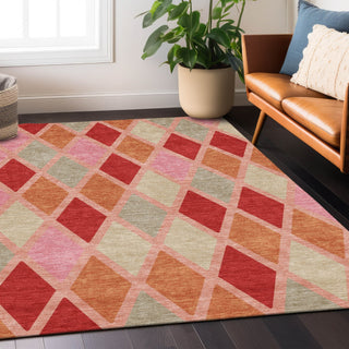 Piper Looms Chantille Diamonds ACN887 Pink Machine Washable Area Rug Lifestyle Image Feature