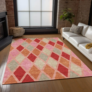 Piper Looms Chantille Diamonds ACN887 Pink Machine Washable Area Rug Lifestyle Image Feature