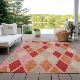 Piper Looms Chantille Diamonds ACN887 Pink Machine Washable Area Rug Outdoor Lifestyle Image Feature