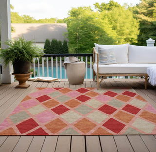 Piper Looms Chantille Diamonds ACN887 Pink Machine Washable Area Rug Outdoor Lifestyle Image Feature