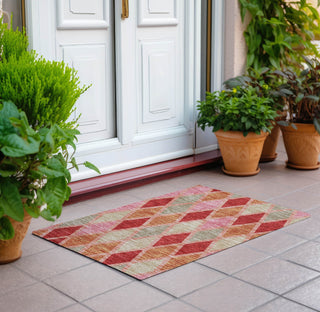 Piper Looms Chantille Diamonds ACN887 Pink Machine Washable Area Rug Scatter Outdoor Lifestyle Image Feature