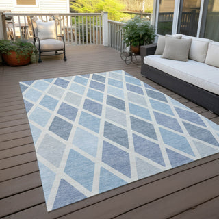 Piper Looms Chantille Diamonds ACN887 Sky Machine Washable Area Rug Outdoor Lifestyle Image Feature